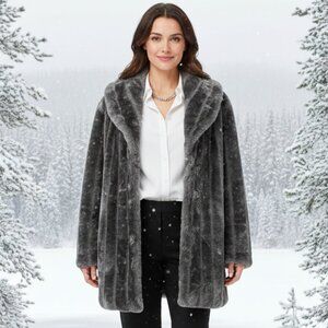 Anthony Richards Faux Mink Coat | Gray | Size M / Medium | Y2K Luxe Glam